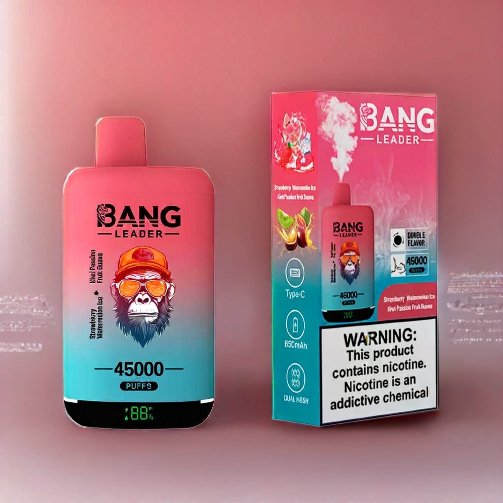 Bang Leader 45000 Puffs Smart Screen Dual Flavor Sverige Grossist Jordgubb Vattenmelon Kiwi Passionfrukt Guava