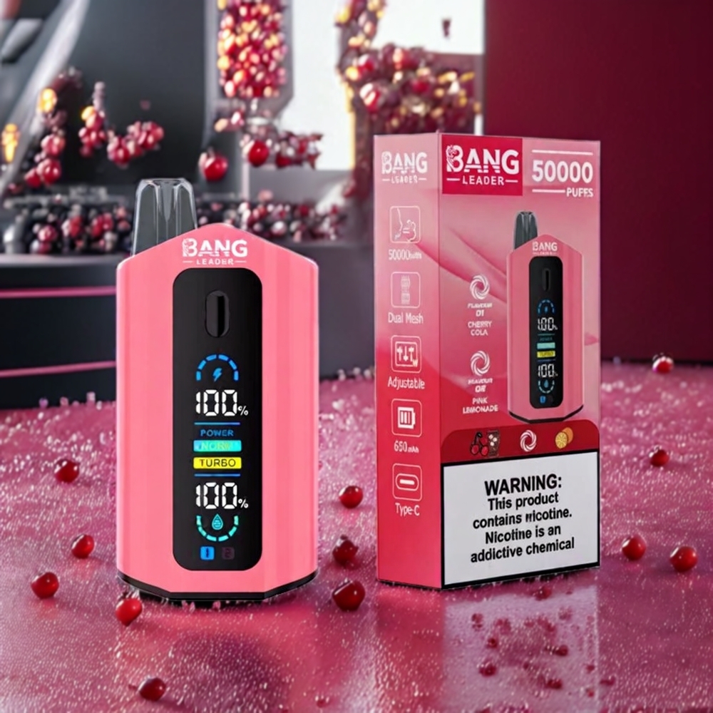 Bang Leader 50000 Puffs 13400mAh Sverige Grossist Körsbärskola Rosa Lemonad