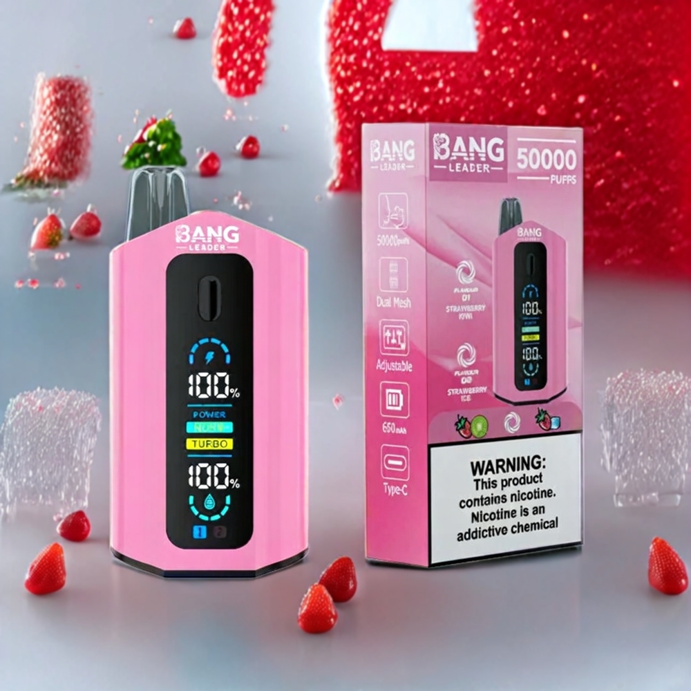 Bang Leader 50000 Puffs Sverigegrossist 13400mAh Jordgubb Kiwi Jordgubb Is