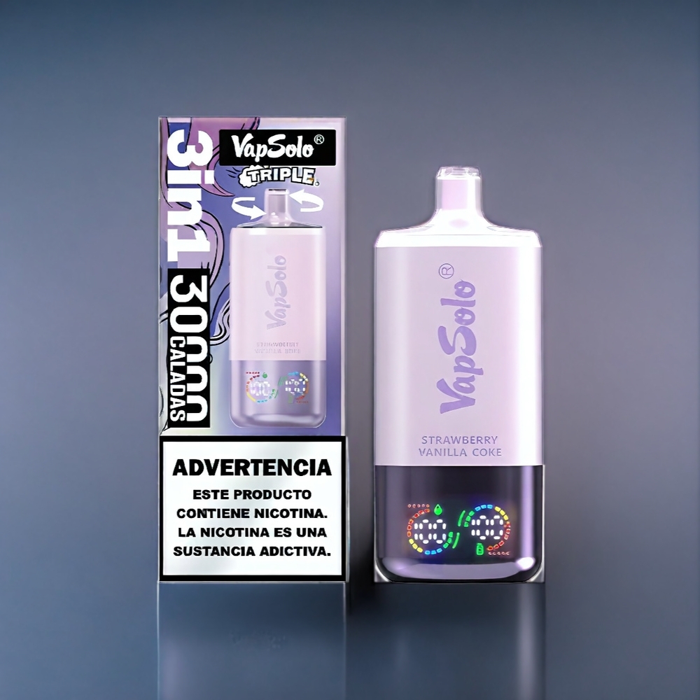 Jordgubb Vanilj Coke VapSolo Tripe 30000 Puffar 40ml 3 Tankar Type-C 20mg/50mg Sverige Grossist