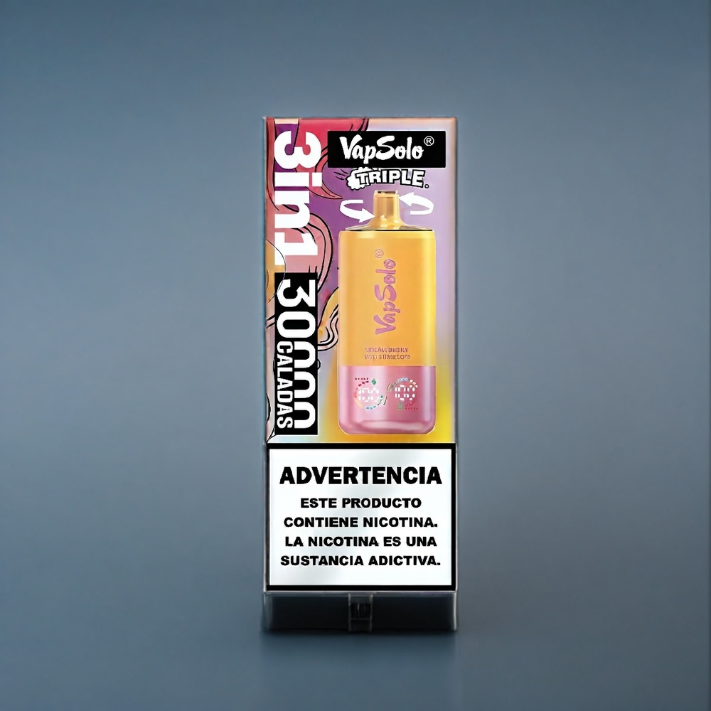Jordgubb Vattenmelon & Citron Persika Vapsolo Tripe 30000 Puffar 40ml 20mg/50mg Type-C Sverige Grossist