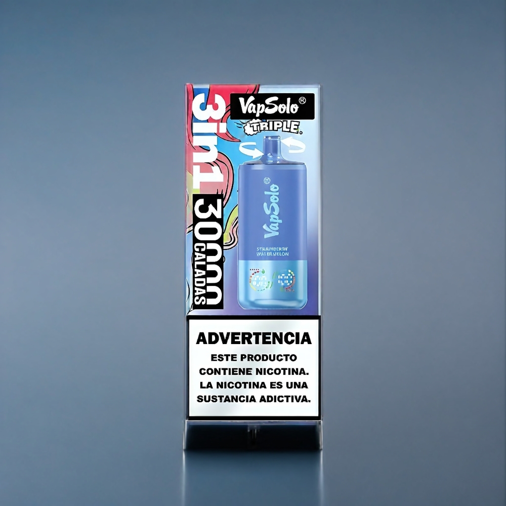 Jordgubbe & Vattenmelon Blåbär Is VapSolo Tripe 30000 Puffar 40ml 20mg/ml 50mg/ml 3 Tankar Type-C Sverige Grossist