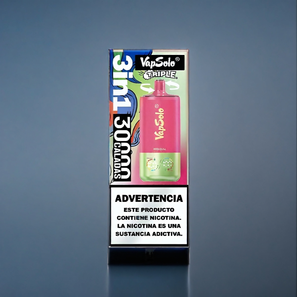 Röd Tjur Smak Kombination Vapsolo Tripe 30000 Puffar 40ml 20/50mg Type-C 3 Tankar Sverige Grossist