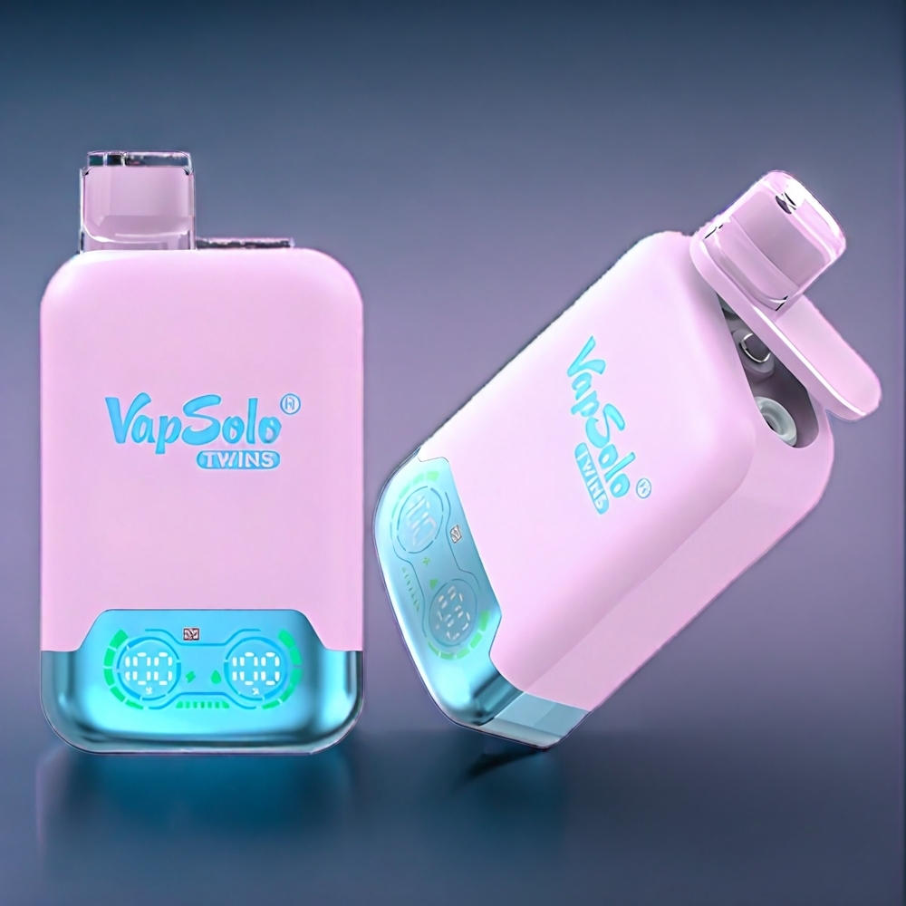 Svart Is Dragonfrukt Jordgubbe & Hallon Vattenmelon Vapsolo Twins 20000 Puffar 40 ml 2 Tankar Type-C Sverige Grossist