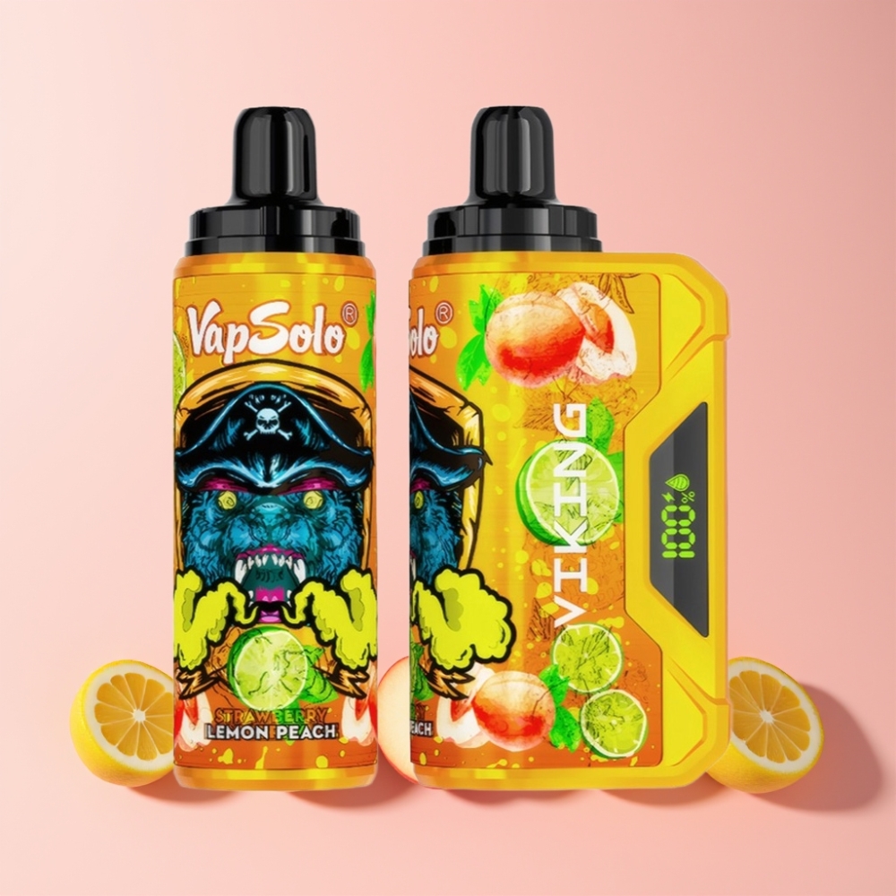 VapSolo VIKING 12000 Puffar Disposable Vape 22ml Type-C Sverige Grossist Citron Persika