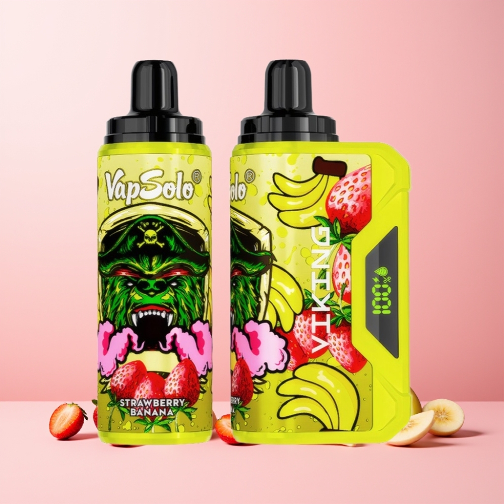 VapSolo VIKING 12000 Puffs 22ml Skärm & Type-C Sverige Grossist Jordgubb Banan