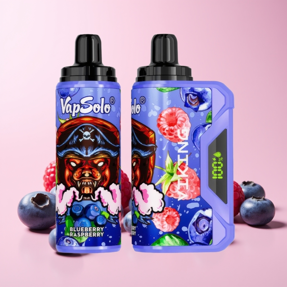 VapSolo VIKING 12000 Puffs 22ml Typ-C Blåbär Hallon Sverige Grossist