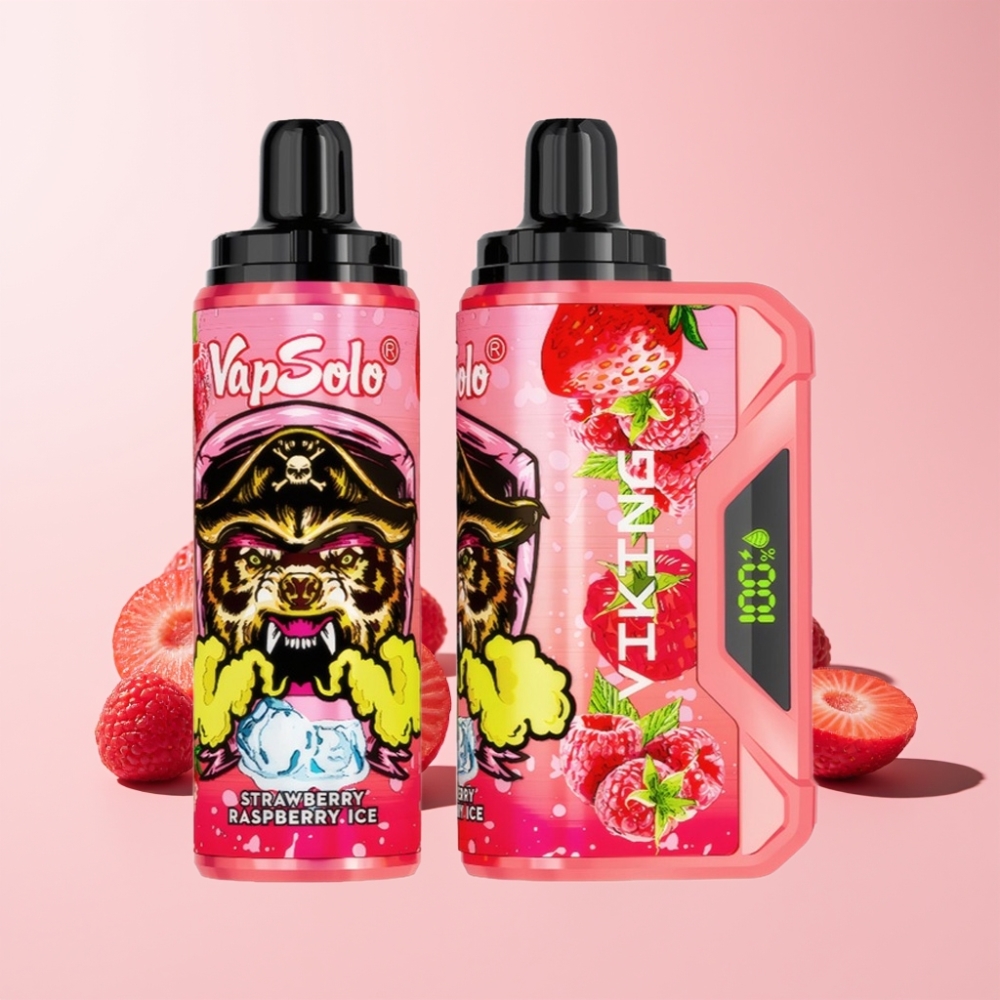 VapSolo VIKING 12000 Puffs 22ml Typ-C LED Sverige Grossist Jordgubb Hallon Is