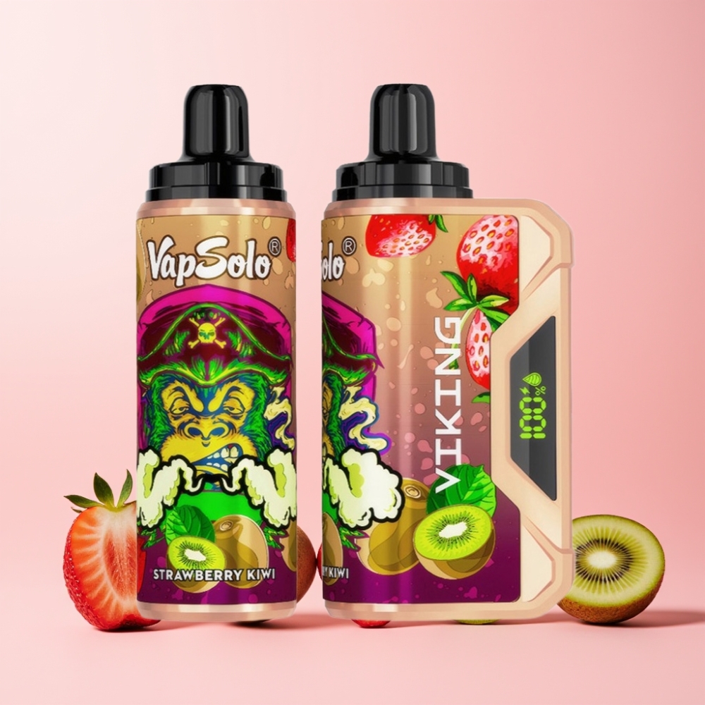 VapSolo VIKING 12000 Puffs 22ml Type-C LED Sverige Grossist Jordgubb Kiwi