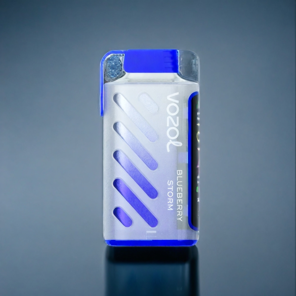 Blåbär Storm VOZOL Gear Power 20000 Puffar S.i.L.C. Tech Dual Mesh Coil Full Screen Display 20mL 5% Sverige Grossist