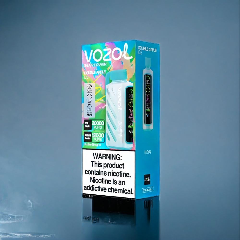 Dubbel Äpple Is Vozol Gear Power 20000 Puffar S.i.L.C. Tech Dual Mesh Coil 20mL 5% Sverige Grossist