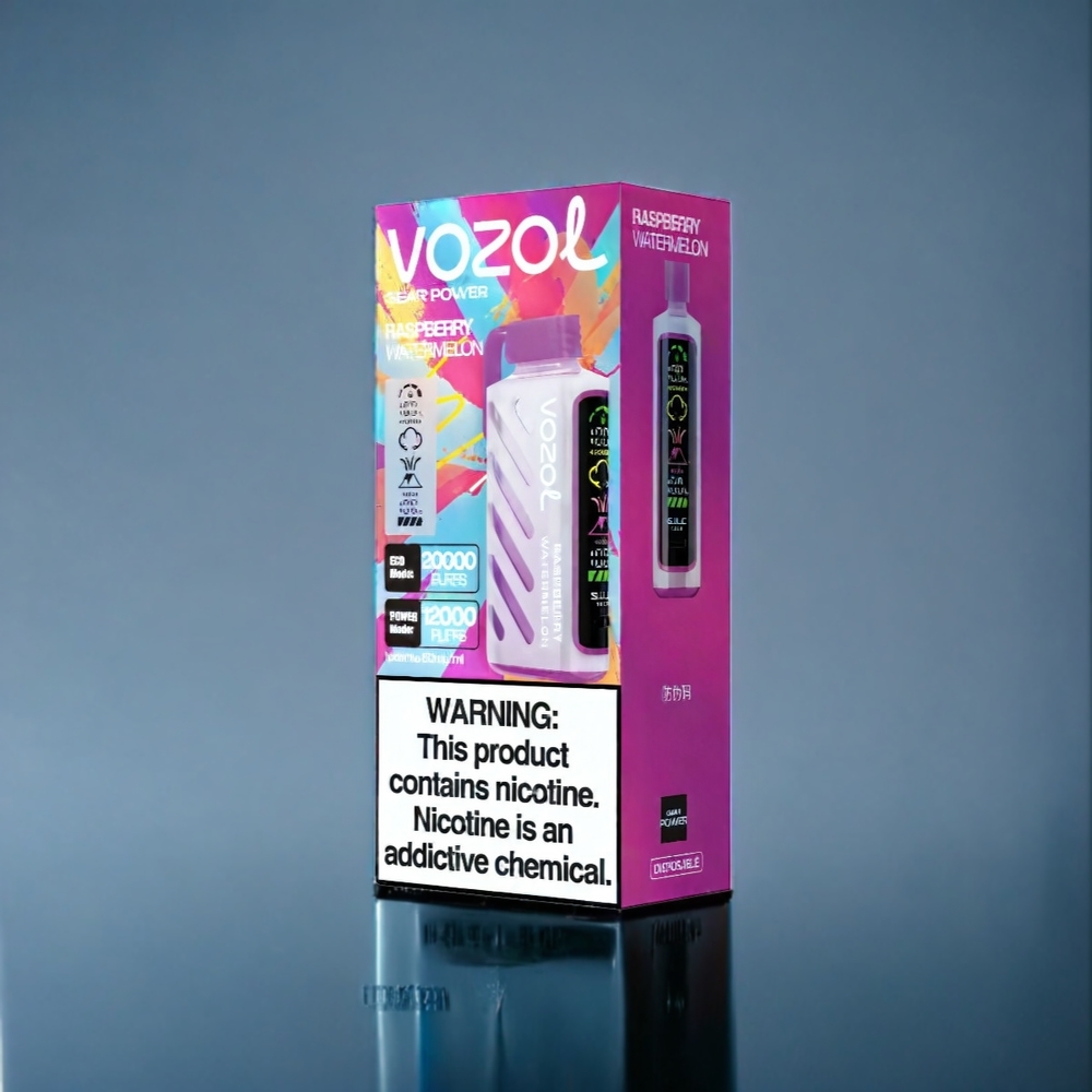 Hallon Vattenmelon VOZOL Gear Power 20000 Puffar Sverige Grossist S.i.L.C. Tech Dual Mesh Coil Full Screen Display 20mL 50mg
