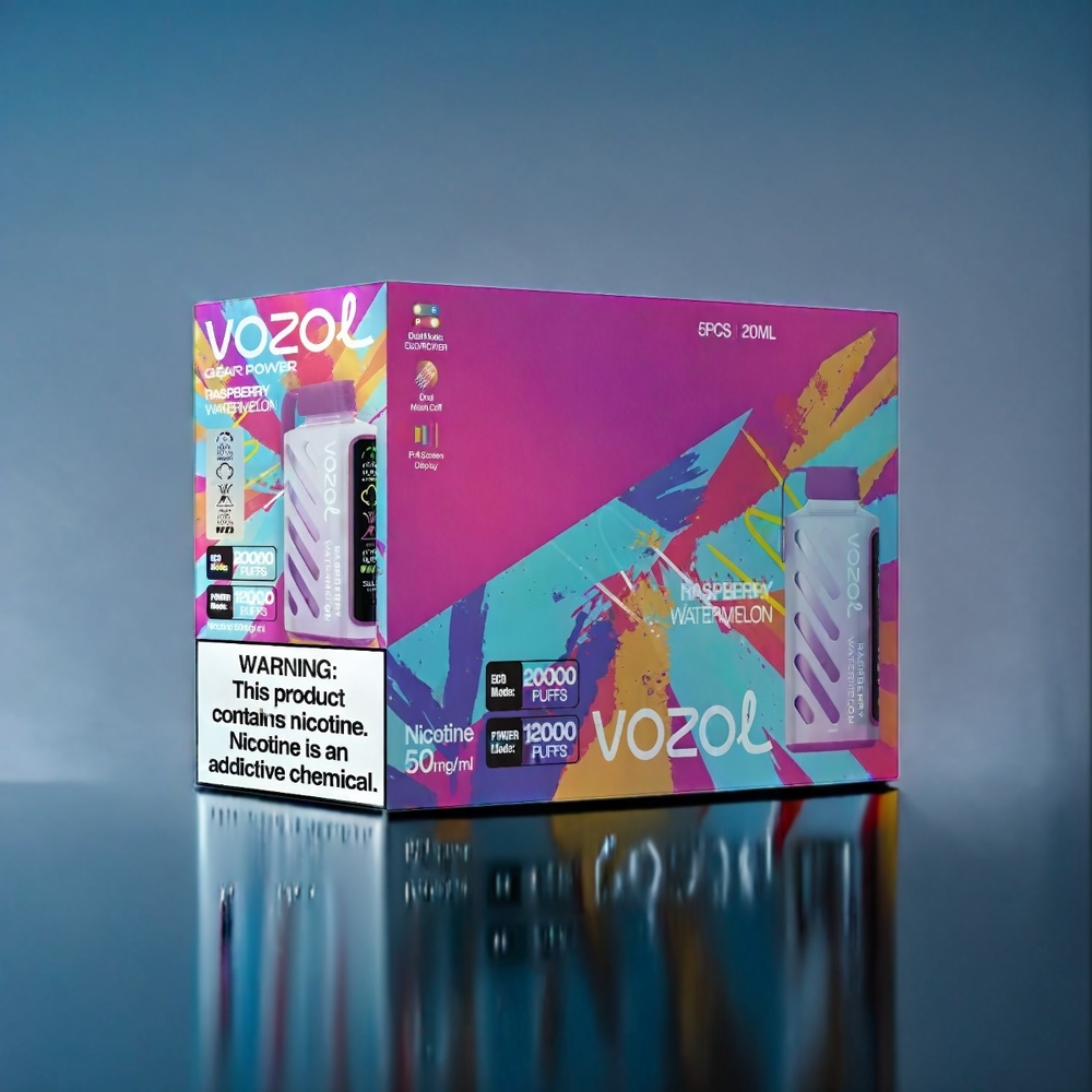 Hallon Vattenmelon VOZOL Gear Power 20000 Puffar Sverige Grossist S.i.L.C. Tech Dual Mesh Coil Full Screen Display 20mL 50mg