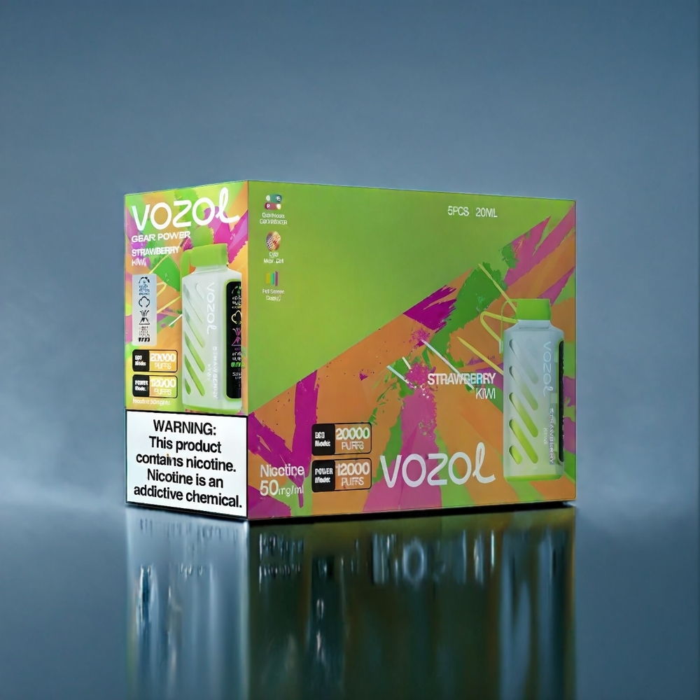 Jordgubb Kiwi VOZOL Gear Power 20000 Puffar Sverige Grossist S.i.L.C. Tech 20mL Dual Mesh Coil Full Screen Display 5%(50mg)