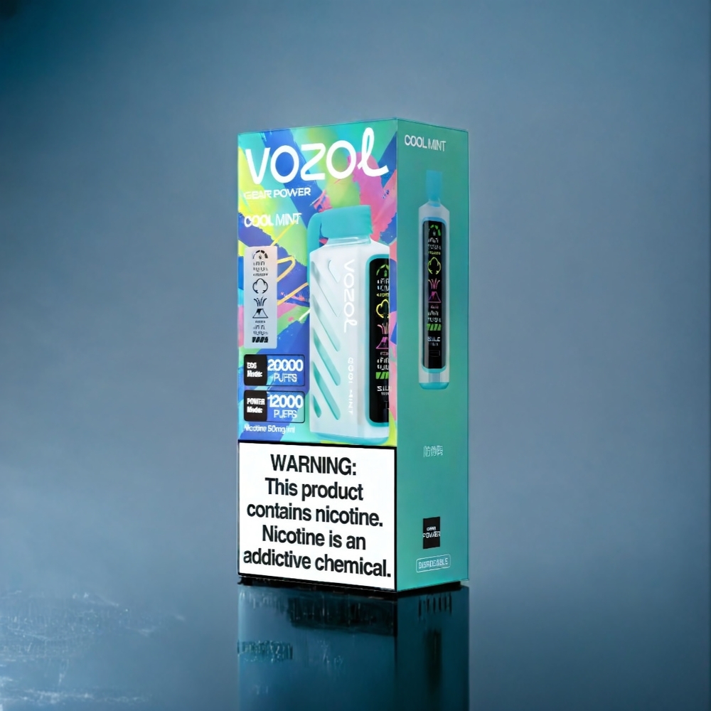 Kallmynta VOZOL Gear Power 20000 Puffar S.i.L.C. Tech Dual Mesh Coil 20mL 5% Sverige Grossist