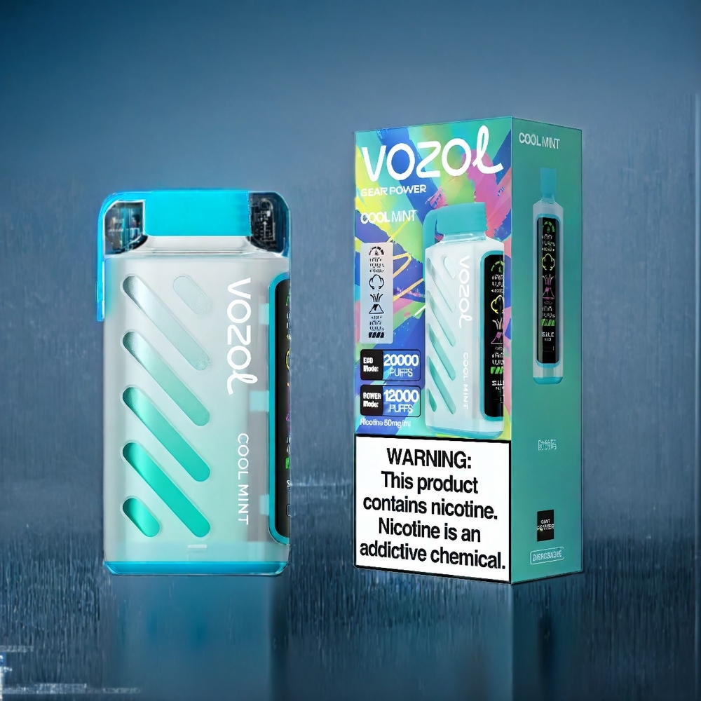 Kallmynta VOZOL Gear Power 20000 Puffar S.i.L.C. Tech Dual Mesh Coil 20mL 5% Sverige Grossist