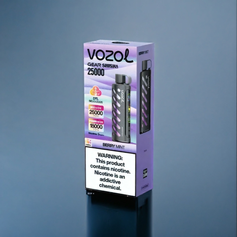 Bär Mint VOZOL Gear Shisha 25000 Puffar Dual Mesh 1000mAh Sverige Grossist
