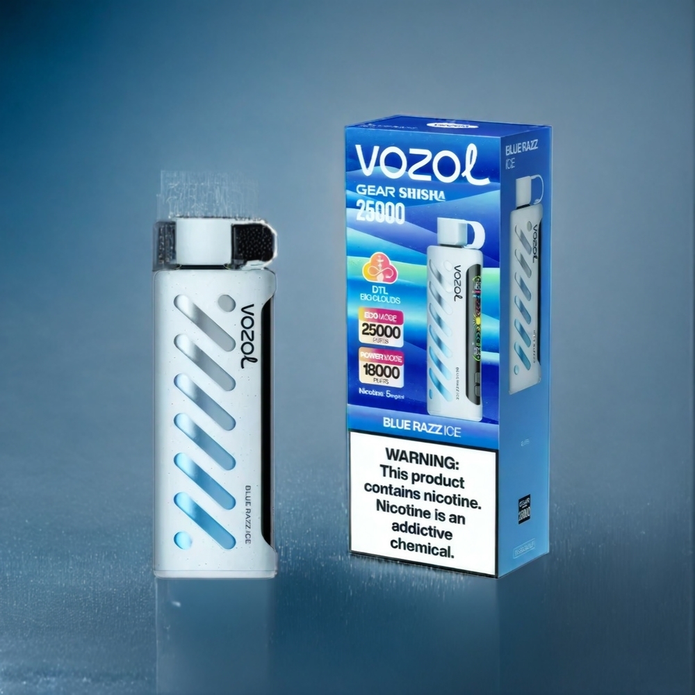 Blå Hallon Is VOZOL Gear Shisha 25000 Puffar Dual Mesh S.i.L.C Tech 1000mAh Sverige Grossist