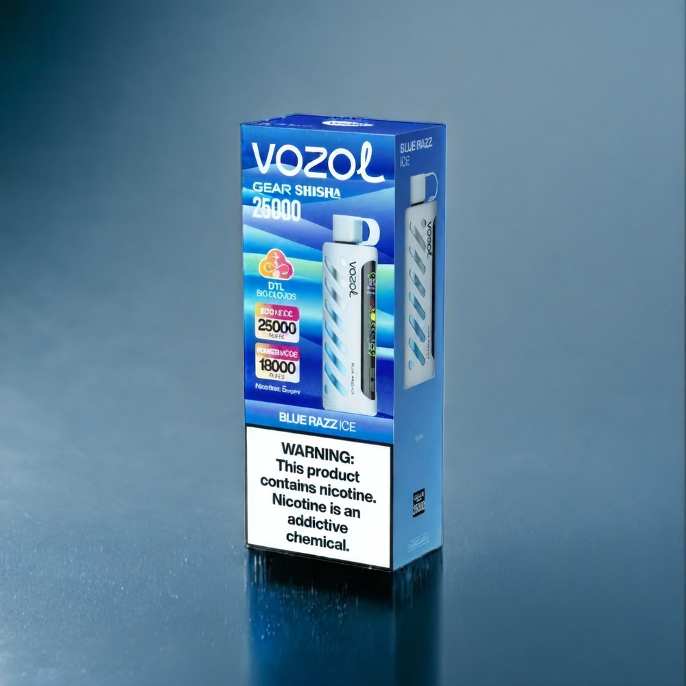 Blå Hallon Is VOZOL Gear Shisha 25000 Puffar Dual Mesh S.i.L.C Tech 1000mAh Sverige Grossist