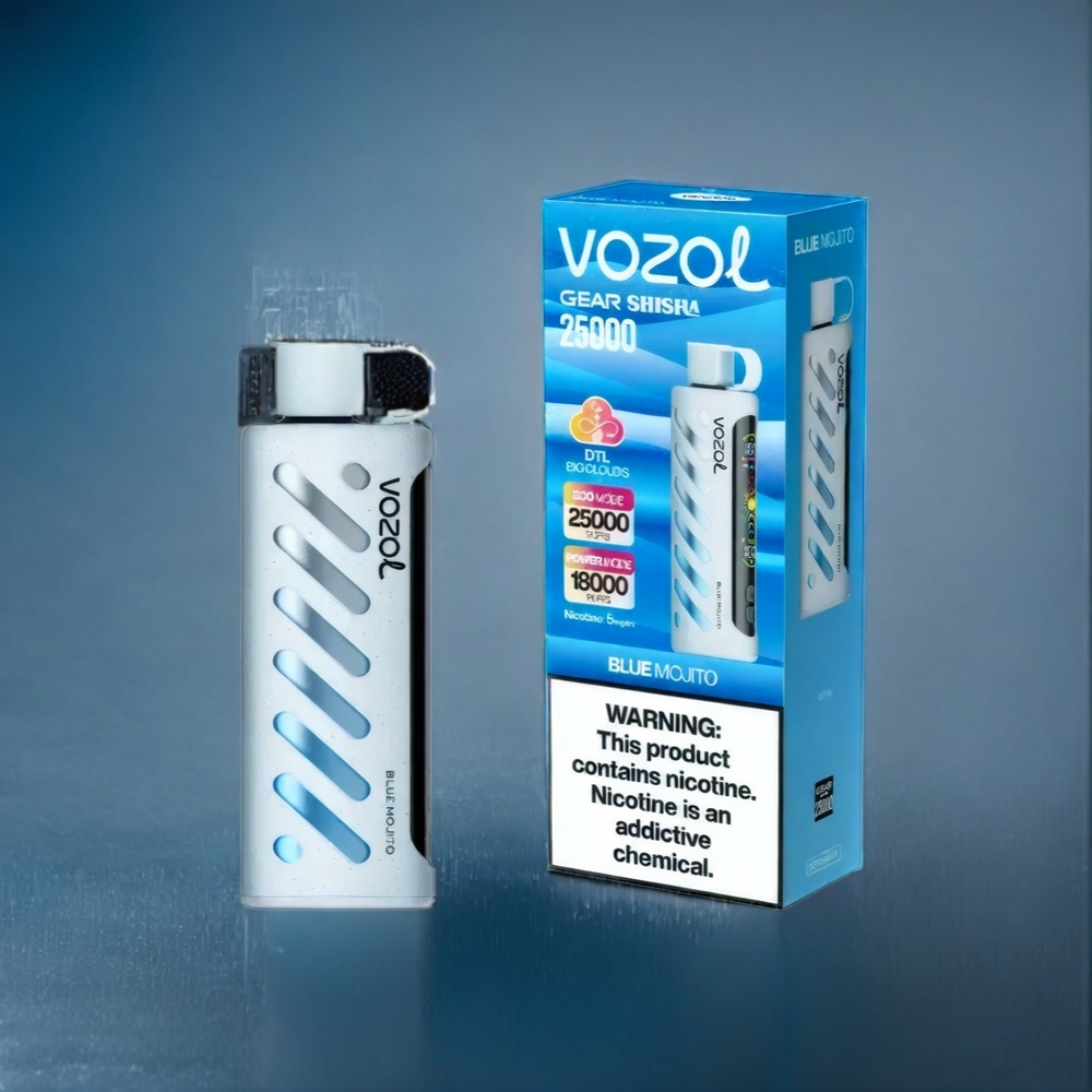 Blå Mojito VOZOL Gear Shisha 25000 Puffar Dual Mesh S.i.L.C Tech 1000mAh Sverige Grossist