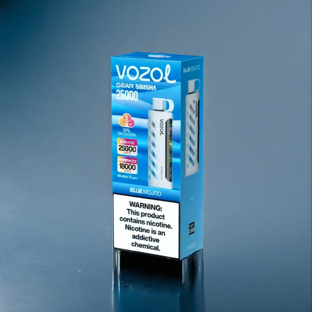 Blå Mojito VOZOL Gear Shisha 25000 Puffar Dual Mesh S.i.L.C Tech 1000mAh Sverige Grossist