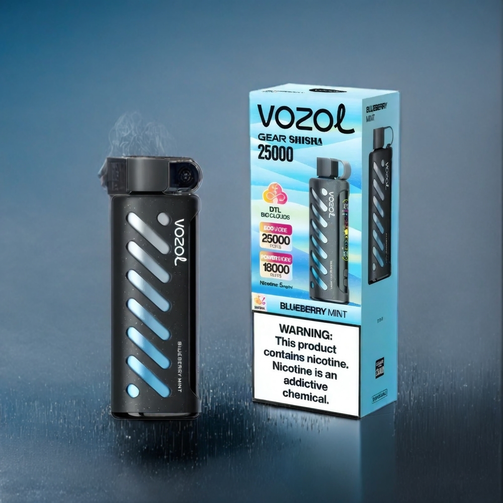 Blåbär Mynta VOZOL Gear Shisha 25000 Puffar Dual Mesh S.i.L.C Tech 1000mAh Sverige Grossist