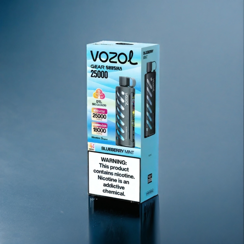 Blåbär Mynta VOZOL Gear Shisha 25000 Puffar Dual Mesh S.i.L.C Tech 1000mAh Sverige Grossist