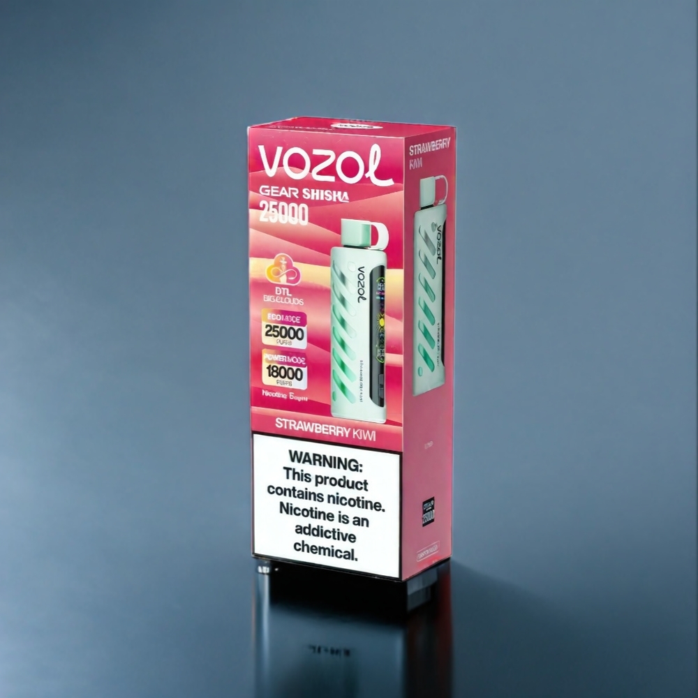Jordgubbe Kiwi VOZOL Gear Shisha 25000 Puffar Dual Mesh 1000mAh Sverige Grossist