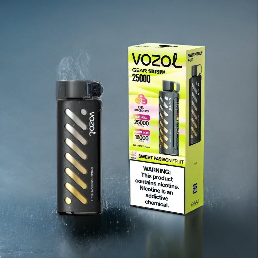 Söt Passionsfrukt VOZOL Gear Shisha 25000 Puffar Sverige Grossist Dual Mesh Dual Modes S.i.L.C Tech 1000mAh