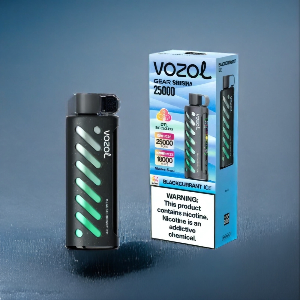 Svartvinbär Is VOZOL Gear Shisha 25000 Puffar S.i.L.C Tech Dual Mesh Modes 1000mAh 3mg/ml Sverige Grossist\'\'