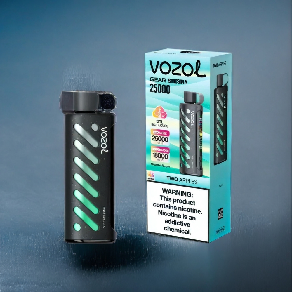 Två Äpplen VOZOL Gear Shisha 25000 Puffar S.i.L.C Tech Dual Mesh Dual Modes 1000mAh 3mg/ml Sverige Grossist