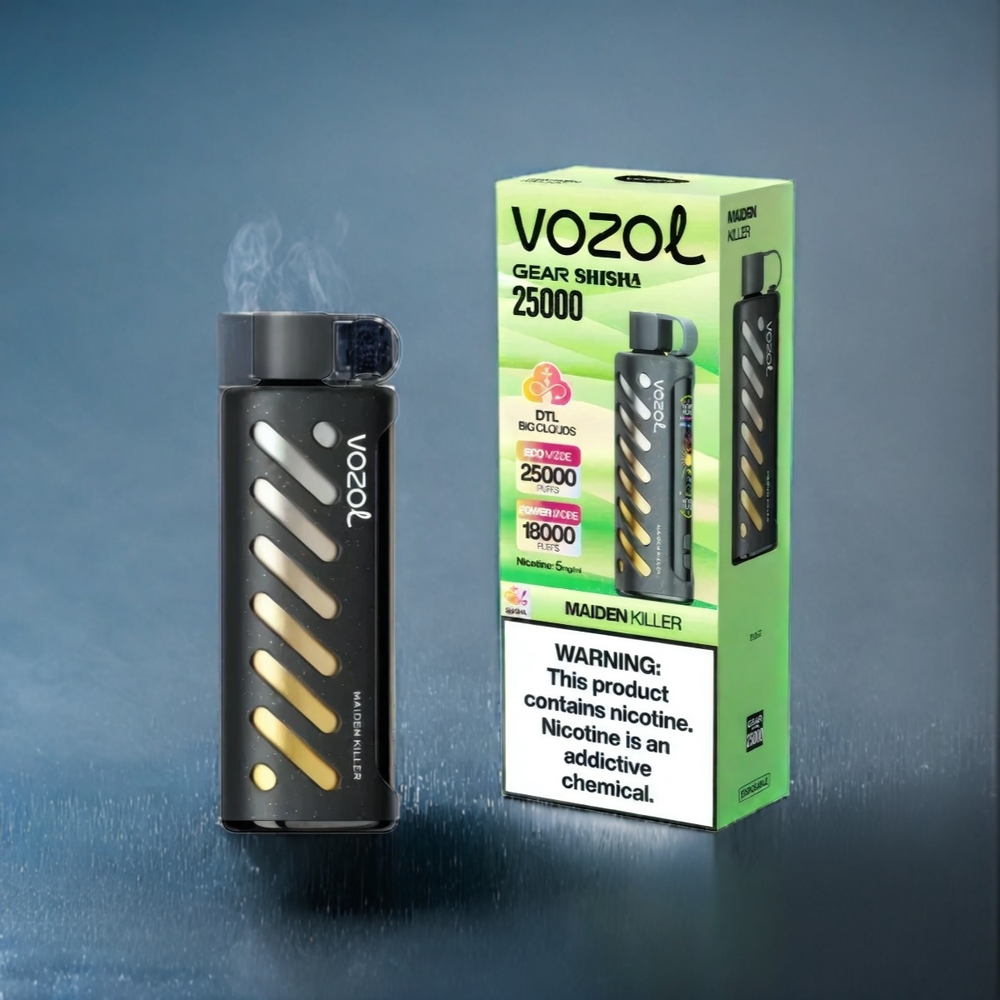 Äpple-Mint VOZOL Gear Shisha 25000 Puffar Sverige Grossist S.i.L.C Tech Dual Mesh 1000mAh 5mg/ml