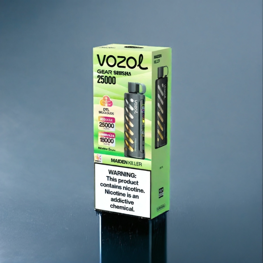 Äpple-Mint VOZOL Gear Shisha 25000 Puffar Sverige Grossist S.i.L.C Tech Dual Mesh 1000mAh 5mg/ml