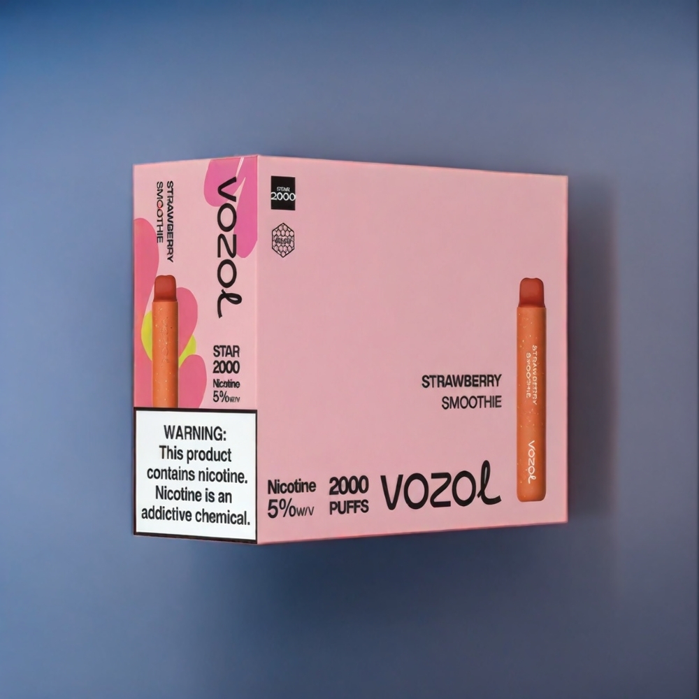 Jordgubbsmoothie VOZOL Star 20000 Puffar 2.2\'\' HD-spegelskärm Dual Mesh 650mAh 0mg/ml/20mg/ml/50mg/ml Sverige Grossist