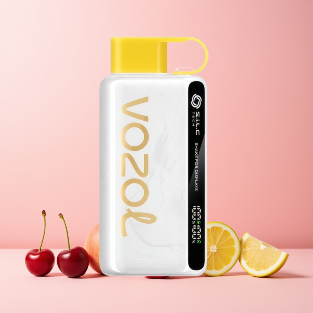 VOZOL STAR 9000/12000 Svensk Grossist Skaka för Display S.i.L.C TECH 30% Snabbare Laddning 650mAh Körsbär Persika Lemonad