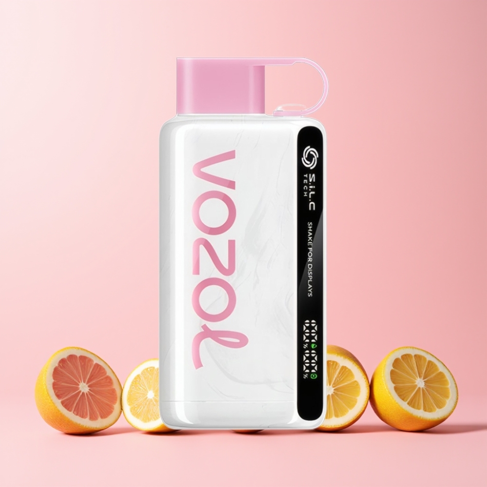 VOZOL STAR 9000/12000 Sveriges Grossist Skaka för Display S.i.L.C TECH 650mAh Snabb Laddning Återvunnen Plast Rosa Citronad
