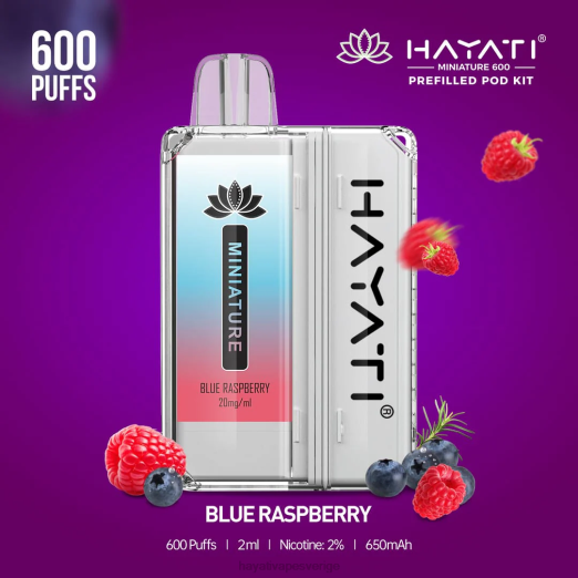 Hayati Miniature 600 pod kit - XN0830 Hayati Vape Shop blå hallon