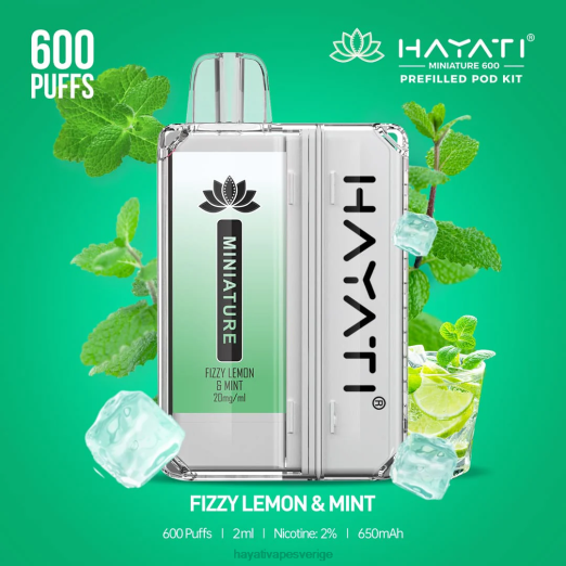 Hayati Miniature 600 pod kit - XN0833 Hayati Vape Sverige kolsyrad citron & mynta