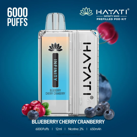 Hayati Infinity 6000 pod kit - XN08145 Hayati Vape Near Me blåbär körsbär tranbär
