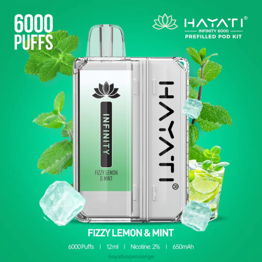 Hayati Infinity 6000 pod kit - XN08147 Hayati Flavours Sverige kolsyrad citron & mynta