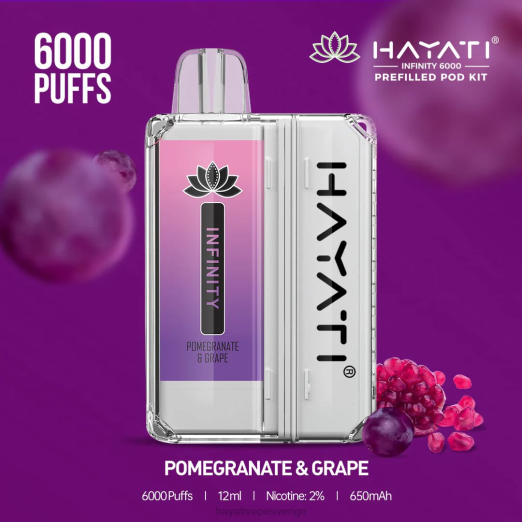Hayati Infinity 6000 pod kit - XN08156 Hayati Vape Review granatäpple & druva