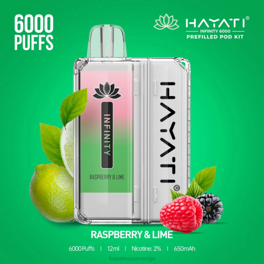 Hayati Infinity 6000 pod kit - XN08157 Hayati Flavours Sverige hallon & lime